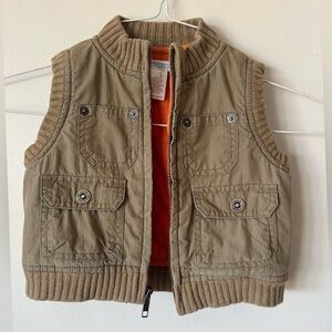Janie And Jack Baby Boys Utility Vest Size 3-6 Months Tan Winter Fleece Lining